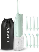 LUMAN Waterflosser - Monddouche - Neusdouche - Flosapparaten - Tandsteen Verwijderaar - 8 Opzetstukken - Draadloos en Oplaadbaar - Groen