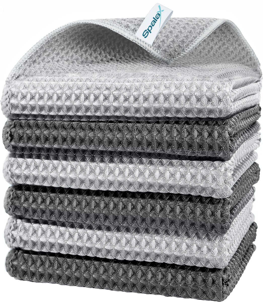 Goedkoopste Spalax MicroWaffle Vaatdoek Set 6 Stuks - Sterk Absorberende Microvezeldoekjes - Vaatdoeken Wasbaar - 30 x 30 cm