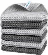 Spalax MicroWaffle Set de Torchons 6 Pièces - Chiffons en Microfibre Très Absorbants - Lavables - 30 x 30 cm