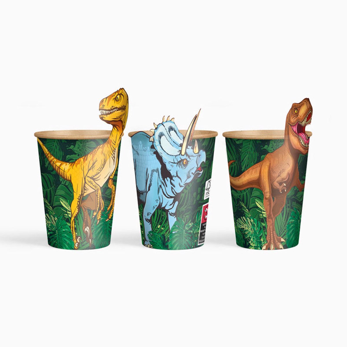 Kraft Kartonnen Bekers 270 cc Dinosaurussen – Set van 6 (2 van elk)