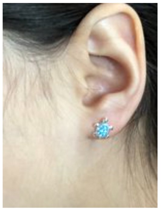 Clous d' Clips d'oreilles Tortue La Rosa Princesa Argent Opale