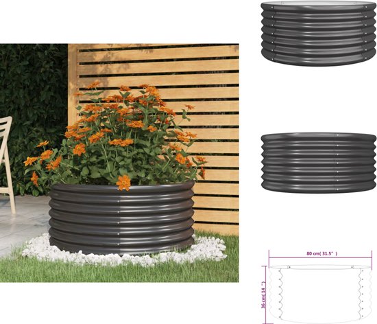 vidaXL Plantenbak 332x40x68 cm gepoedercoat staal zilverkleurig