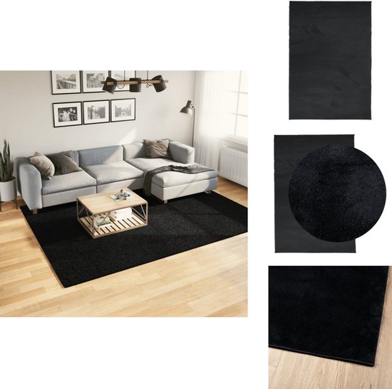 vidaXL Vloerkleed OVIEDO laagpolig 160x230 cm antracietkleurig