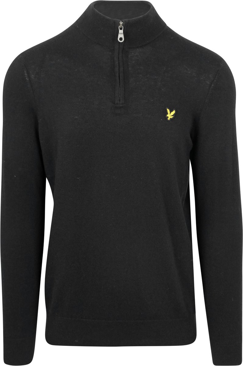 Lyle & Scott Half Zip Pullover Merinowol Zwart - Maat S - Heren - Quarter zip