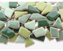 Mozaïek puzzelsteentjes keramiek - mix weidegroen; 500 gram XL-pack