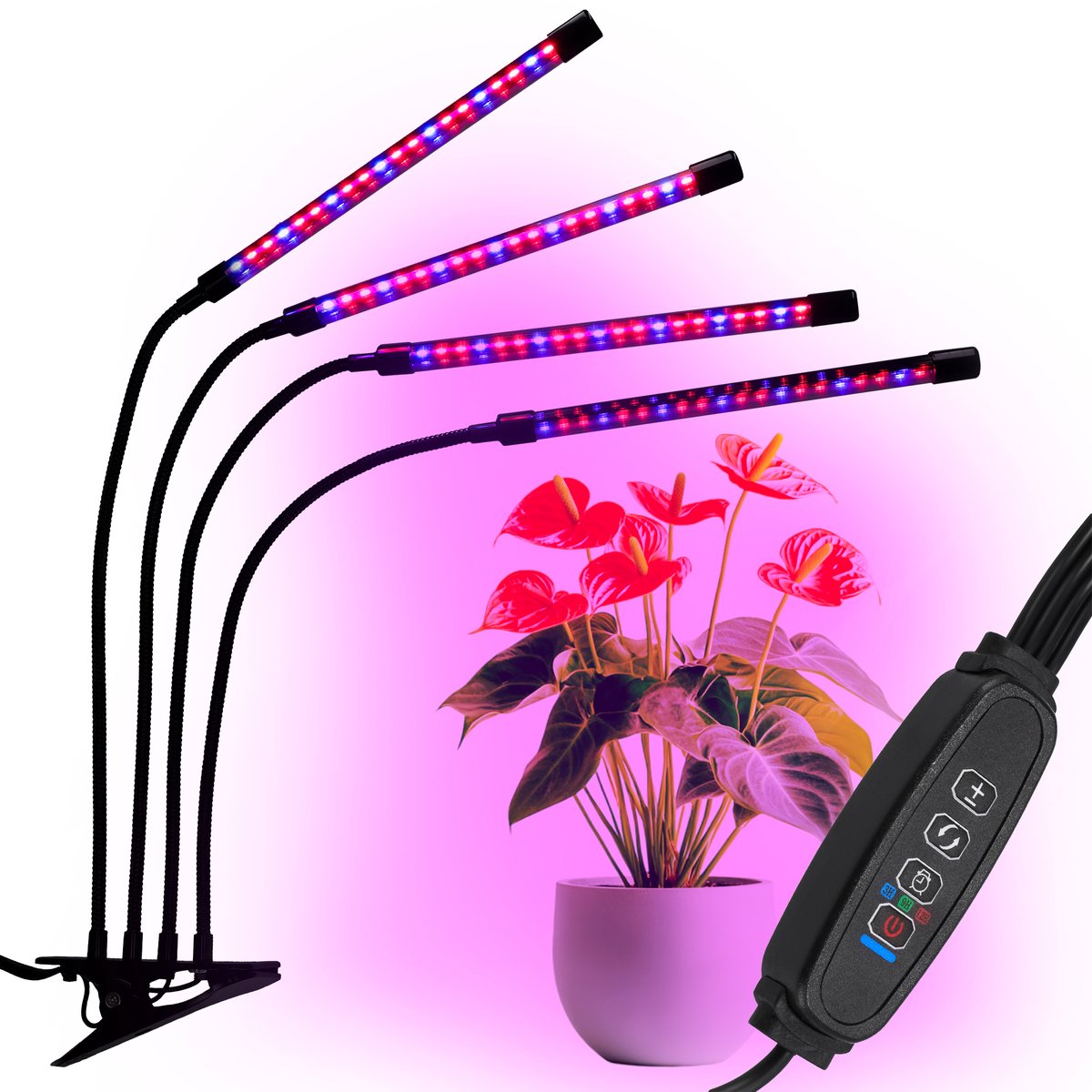 LED-plantengroeilamp 80 diodes TIMER 25 W thuisplantenkweek met netadapter