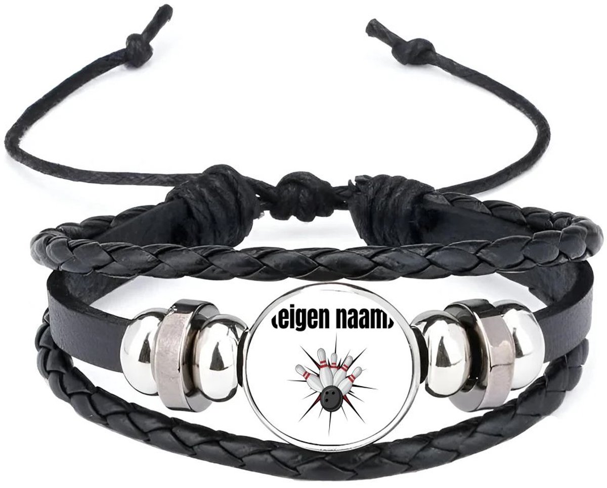 Akyol - bowlen kegels met eigen naam armband zwart - Bowlen - ieman die graag bowlt - sport - bal - kegels - cadeau - verjaardag - kado