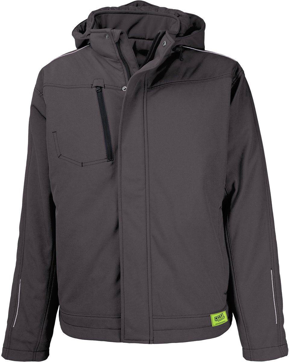 TMG KULT WORKER SOFTSHELL WINTER Softshell Werkjas HEREN Veiligheidsjas Grijs - Winddicht - 3M Reflecterend - Wintervoering