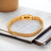 Leerella Vergulde RVS Armband – Goudkleur 19 cm – Unisex – 6mm Breed – Tijdloos Cadeau voor Elke Gelegenheid