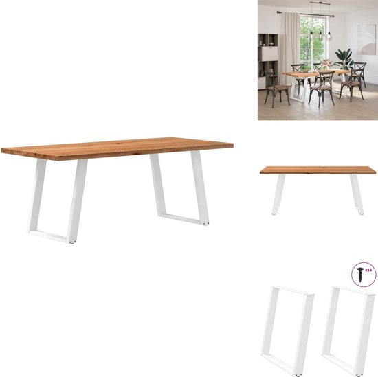 Eettafel X-frame 160x80x75,5 cm massief grenenhout en gietijzer