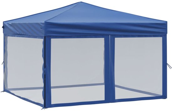 vidaXL Partytent Blauw en Wit 400 x 400 x 266 cm Pol