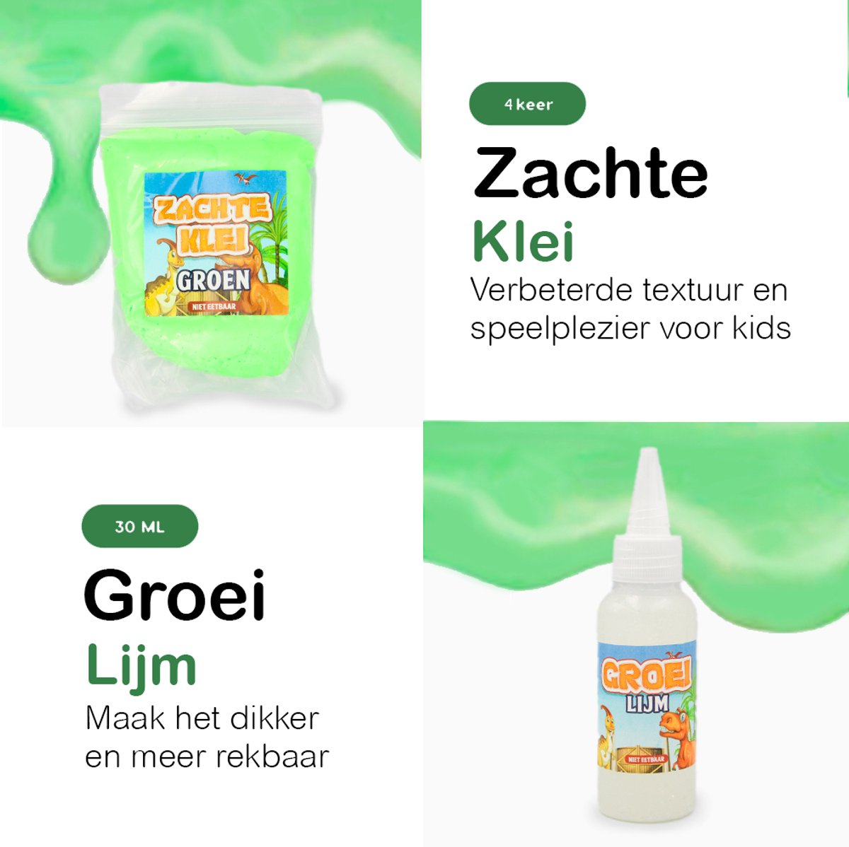 Bolke® - slijm - dinosaurus slijmset - dinosaurus speelgoed - dinosaurus - slijm maken - slime - slijmpakket - slijm maken voor kinderen — cadeau in Spellen & Speelgoed - foto 3