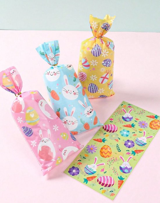 50 stuks traktatiezakjes uitdeelzakjes pasen - paasmotief - paasprint 27.2 x 12.5 cm