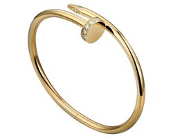 Janix Goudkleurige Roestvrijstalen Spijker Bangle | Armband met Zirkonia | Waterbestendig, Elegant Cadeau voor Vrouwen, Jubileum, Bruiloft of Verjaardag
