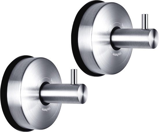 JZK 2 x Heavy Duty Vacuüm Zuignap Haken voor Muur Raam Deurspiegel, Geen Boren Keuken Zuighaken, Wandmontage Badgewaad Badhanddoek Haak, Zelfklevende Zuighaken voor Hangende Jassen