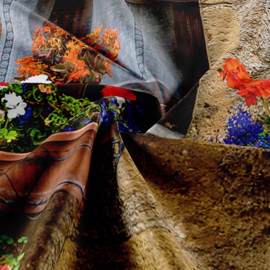 Ulticool - See-through Plantes Fenêtres Fleurs Nature - Tapisserie affiche - 200x150 cm - Groot tapisserie - affiche Jardin Tapisserie