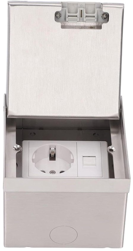 JUNG WG600 1-VOUDIGE WANDCONTACTDOOS MET RANDAARDE EN ONDERKAST Klapdeksel Afsluitbaar Opbouw Duroplast Steekklem Grijs 7035 620wsl