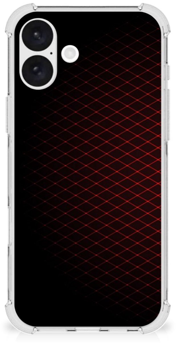 Back Cover voor iPhone 16 Plus Doorzichtige Silicone Hoesje Geruit Rood