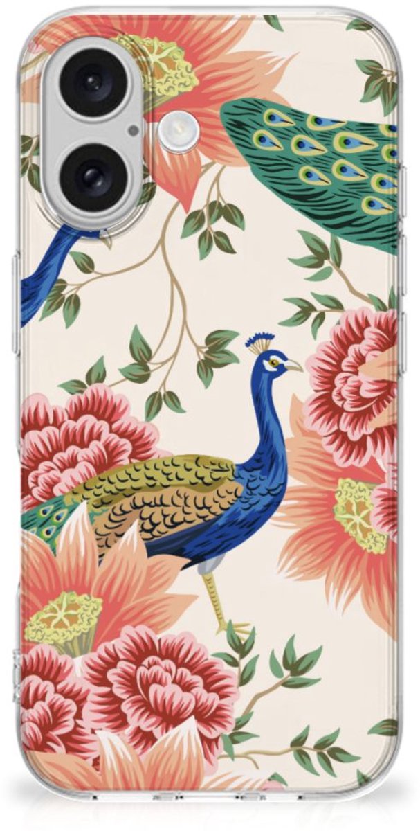 TPU Hoesje voor iPhone 16 plus Pink Peacock
