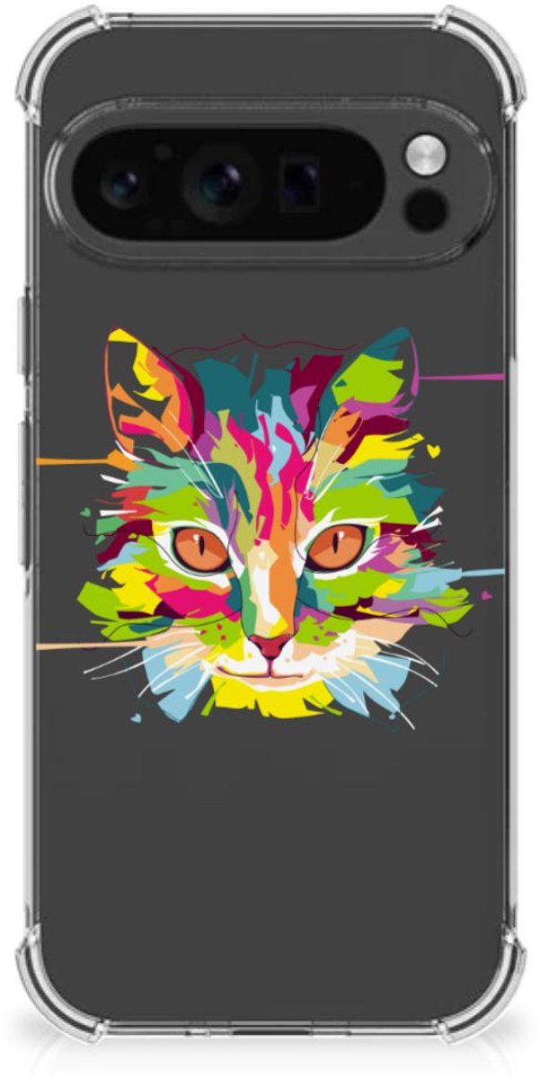 Google Pixel 9 Pro XL Stevig Bumper Hoesje Cat Color