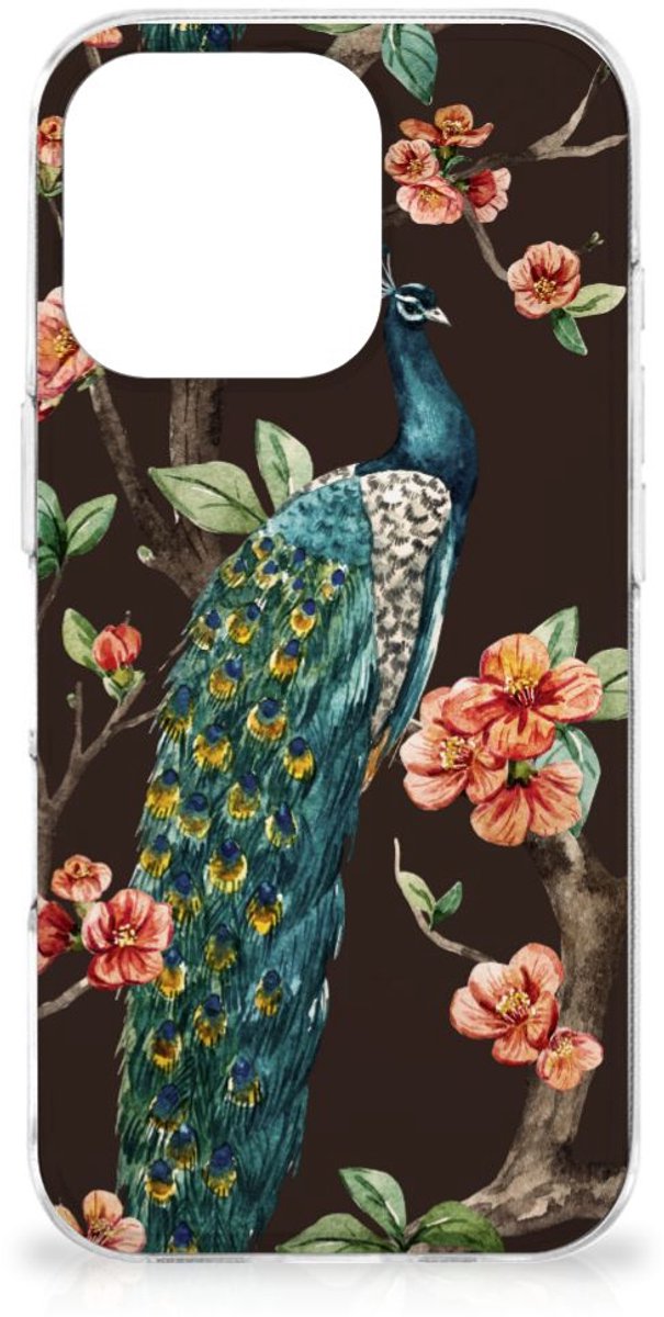 iPhone 16 Pro TPU Hoesje Pauw met Bloemen