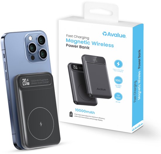 Avalue Draadloze MagSafe Powerbank 10.000 mAh 20W