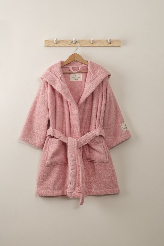 L&G - %100 Katoen kinderbadjas – Badjas Kinderen – Kinderbadjas meisjes - Badjas Kinderen Meisjes - Badjas Meisjes - Badjas kind - Kinderbadjas - kinder badjas - Roze - 98/104 - 3-4 jaar