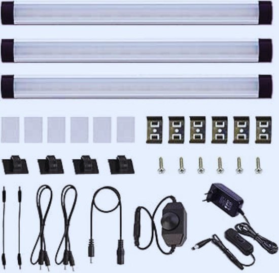 Wobane Onder kast LED Verlichting kit, 8 STKS LED Strip Lights met Afstandsbediening Dimmer en Adapter, Dimbaar voor Keukenkast, Teller Plank, TV Back, Showcase 2700K Warm Wit, Helder 1900lm, Timing