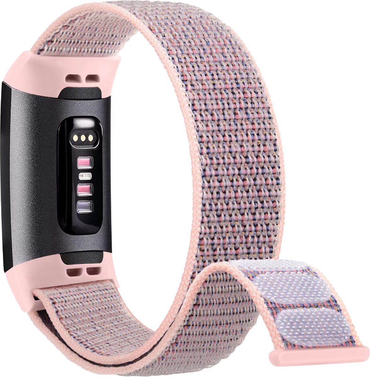 Actie4you® - Nylon bandje - Geschikt voor Fitbit Charge 3 / Fitbit Charge 4 – Bandje voor Fitbit - Grijs Roze