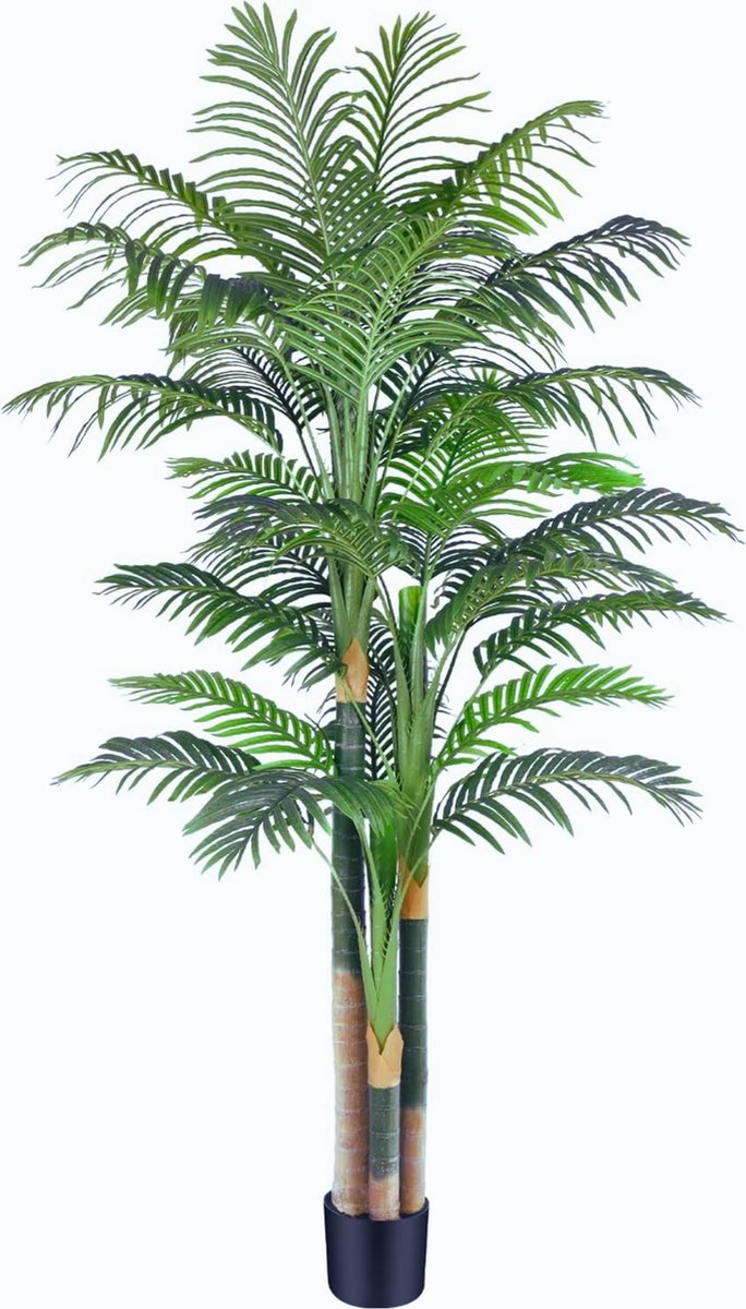 7ft Hoge Drievoudige Gouden Stok Palm Kunstplant – UV-bestendige Tropische Boom Voor Binnen & Buiten – Perfecte Woonkamer - Tuin Of Kantoor Decoratie