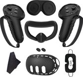 YONO Accessoires Set geschikt voor Meta Quest 3 - Grip Case Controller - Siliconen Cover Face en VR Bril - Oculus - 9in1 - Zwart