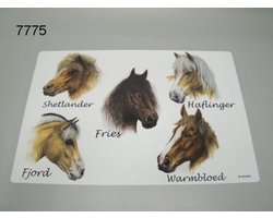 Placemat Paarden – 41 x 29 cm – Afwasbaar – Paardenrassen