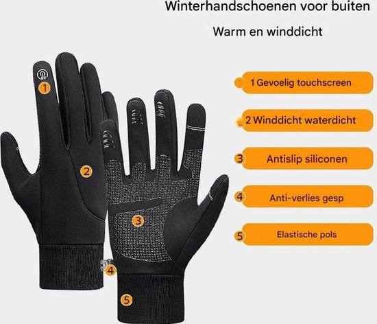 ROCKBROS - Winter Fleece handschoenen - extra warm door fleece - Winter fietshandschoen - touchscreen - Glasgow