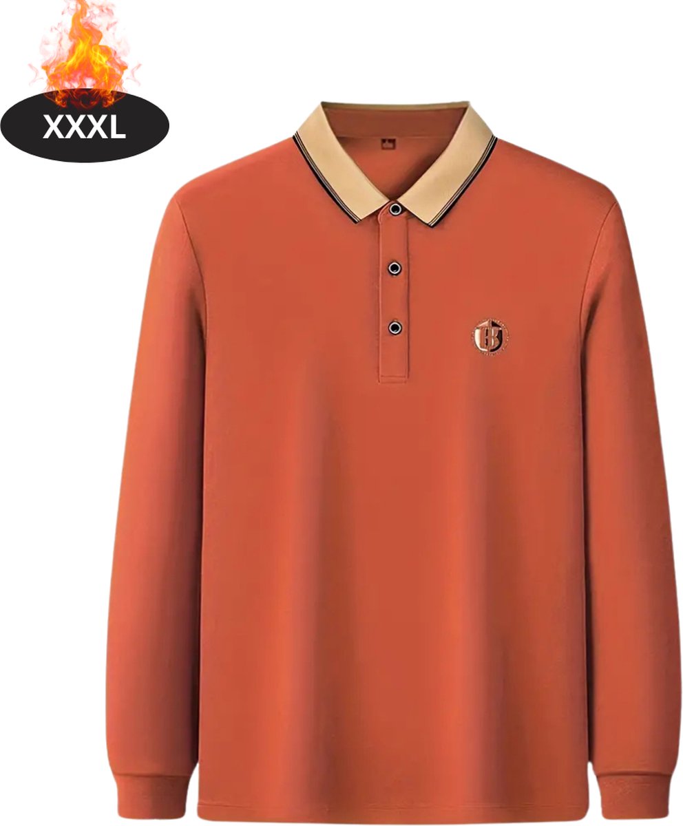 Nivard Poloshirt Heren T-Shirt Heren Shirt Overhemd Polo Shirt Lange Mouwen Oranje
