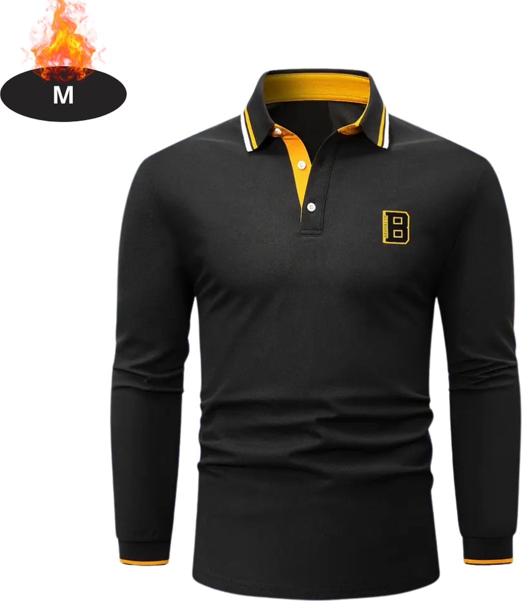 Nivard Poloshirt Heren T-Shirt Heren Shirt Overhemd Polo Shirt Lange Mouwen Zwart