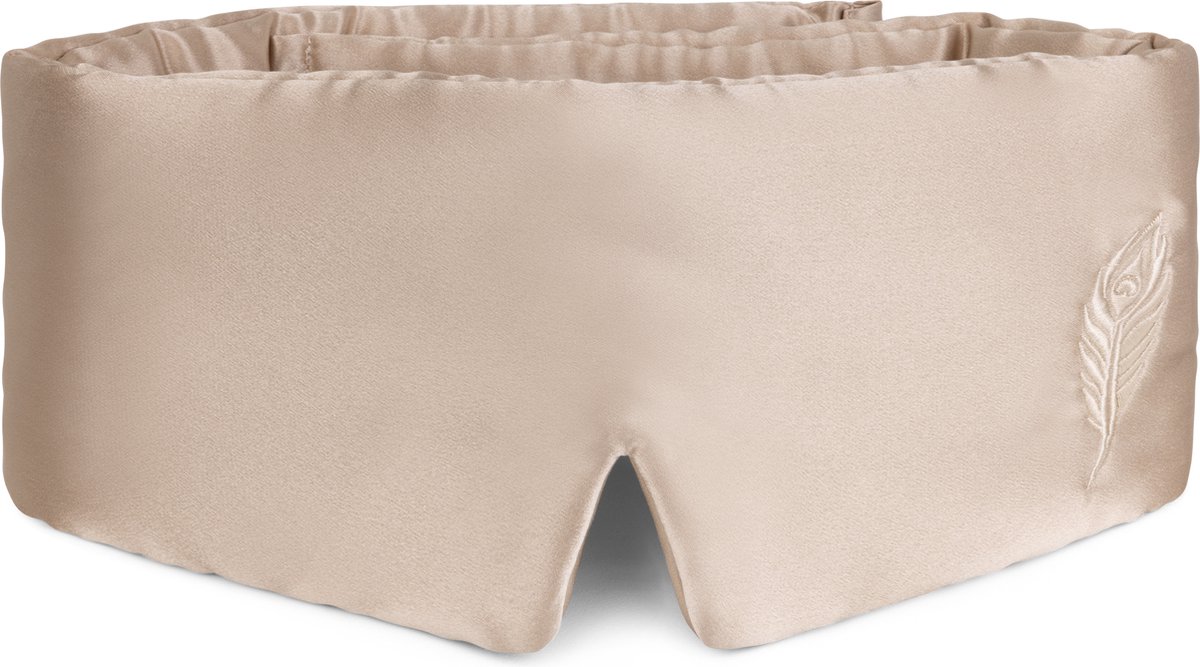 MindBaas - Zijden Slaapmasker - Eco - Verstelbaar - Crème - 100% verduisterend - Ademend - Oogmasker - Eye Mask - Slaapmasker Mannen en Vrouwen - Kinderen - OEKO-TEX gecertificeerd