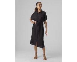 Vero Moda Jurk Vmiris S/s Shirt Calf Dress Wvn Ga 10298782 Black Dames Maat - M