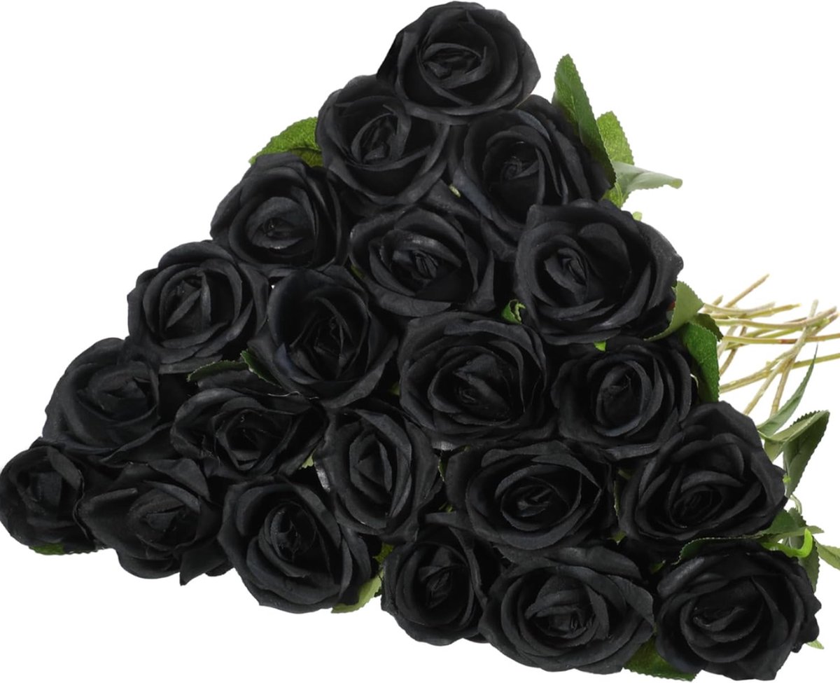 ROSIFY Kunstbloemen - Nepbloemen - Kunstrozen - Zijden Bloemen - Set van 15 Kunstrozen - 50cm - Zwart