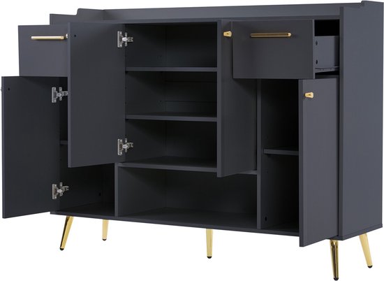 Armoire à chaussures Gotagee avec 2 tiroirs et 4 portes pieds en métal, armoire sur pied