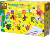 SES Creative 00393 Vingerverf mega set 6 kleuren x 110ml - inclusief papier rol 2 meter lang