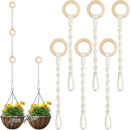 Plantenhanger - Planthanger Macramé Bloemenhangers Katoenen Touw Hanglampen Bloempot Plantenhouder Binnen En Buiten Macrame Bloemenhanger Plafonds Balkons Wanddecoratie 108 Cm 4 Poten