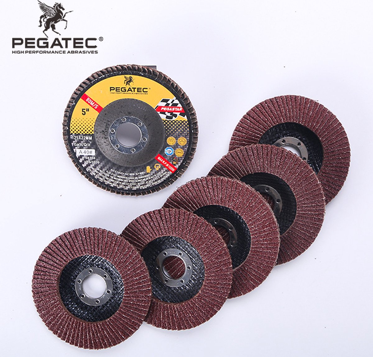 Pegatec High Performance – Complete 24-Delige Set Schijven voor Haakse Slijper/Slijptol – Met deze set ben je op vrijwel iedere klus die je voor een Slijptol kunt bedenken voorbereid! - Ø125mm - Asgat Ø22,2mm