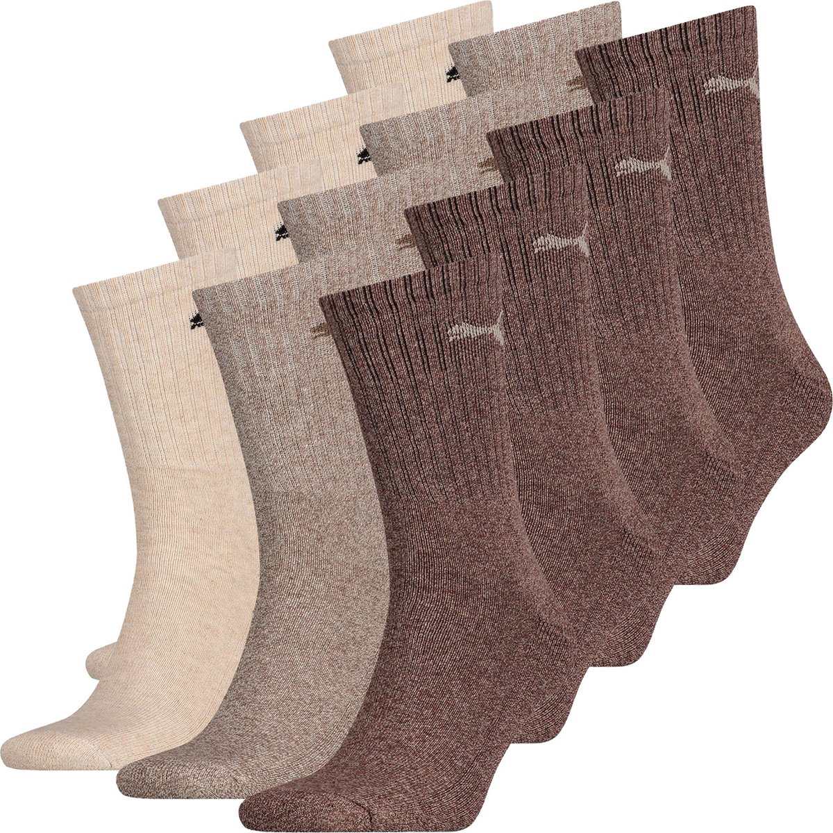 SOKKEN 12 paar Puma sportsokken tennissokken 49 Unisex voor hem en haar 717 – Chocolate/walnut/safar