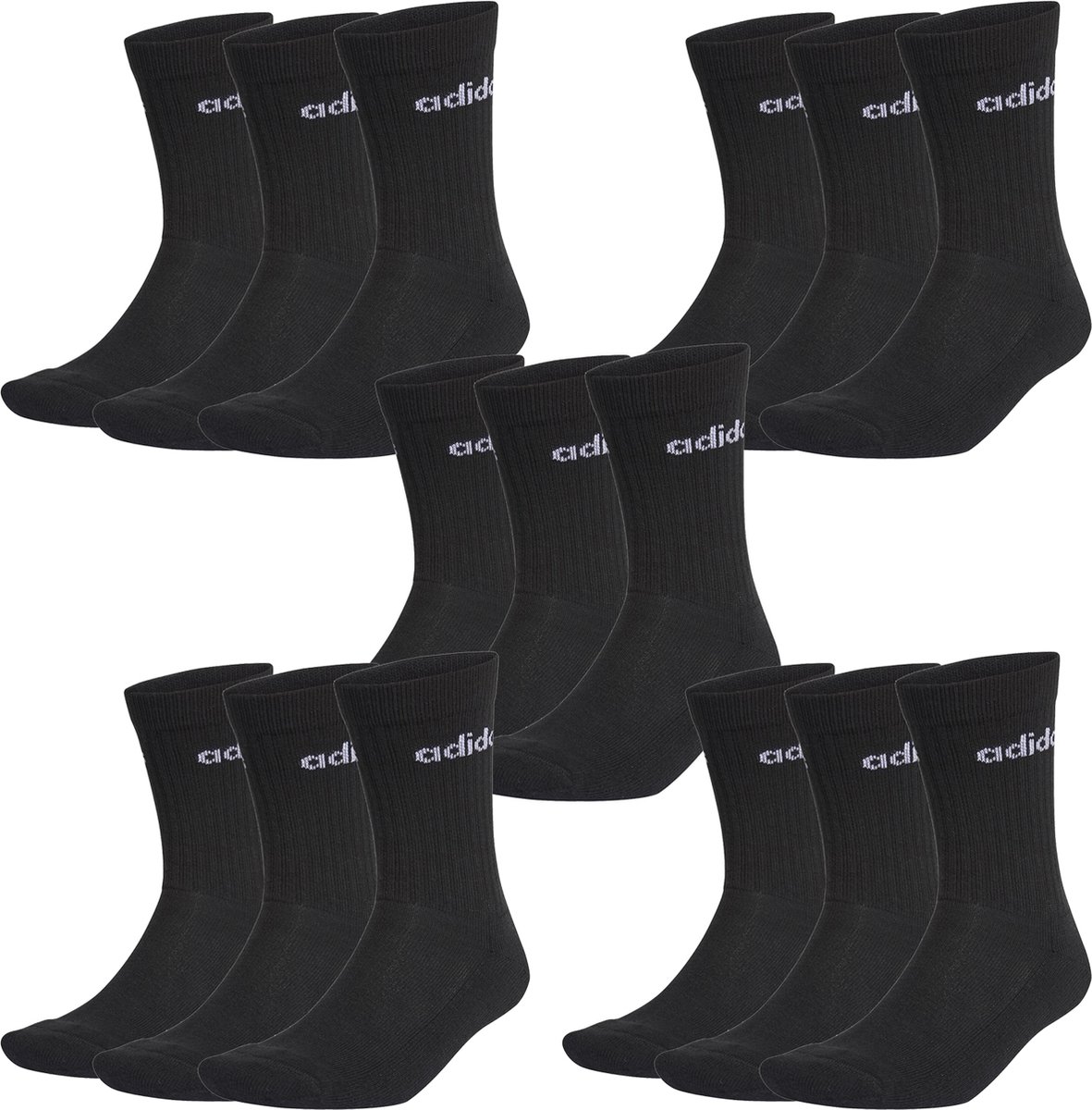 SOKKEN 15 paar adidas HC CREW 3p tennissokken sportsokken unisex Zwart