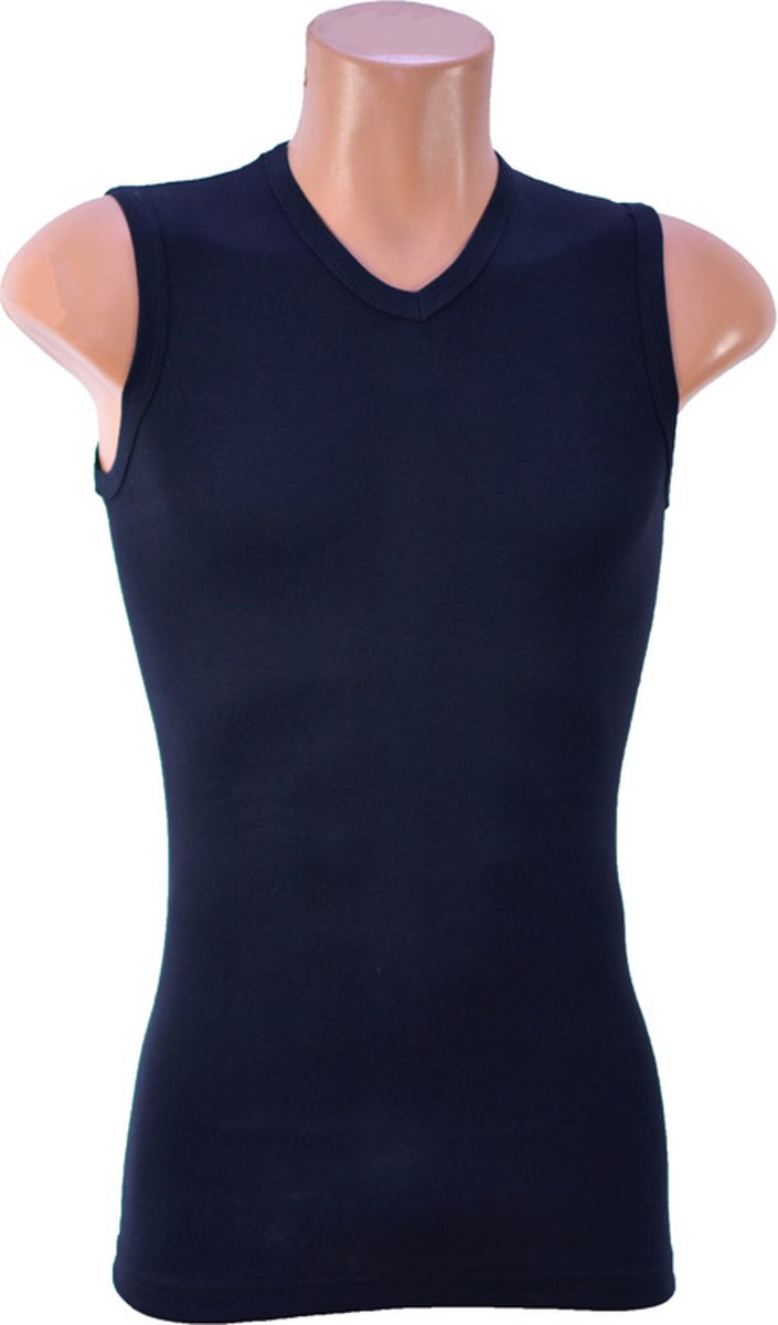 2 Pack Top kwaliteit A-Shirt - Mouwloos - V hals - Zwart - Maat XL