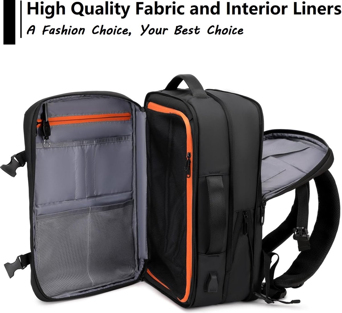 SUMOH® Rugtas Rugzak voor School Reizen Werk laptop Cabin Bag 45x36x20 Nieuwe Easyjet 17 Inch Antidiefstal Hand Bagage Hand Bagage Goedgekeurd Carry On Bag Holiday Flight Bag Backpack Trending Waterafstotend Waterdicht Zakelijk school vakantie Zwart – foto 3