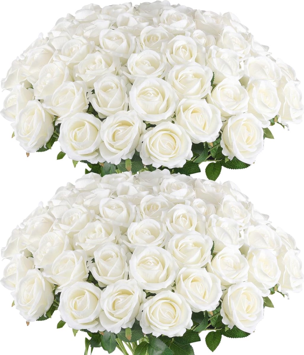 ROSIFY Kunstbloemen - Nepbloemen - Kunstrozen - Zijden Bloemen - Set van 50 Kunstrozen - 50cm - Wit