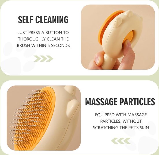 Kattenborstel Hondenborstel [Ergonomisch Handvat & Reiniging met één Klik