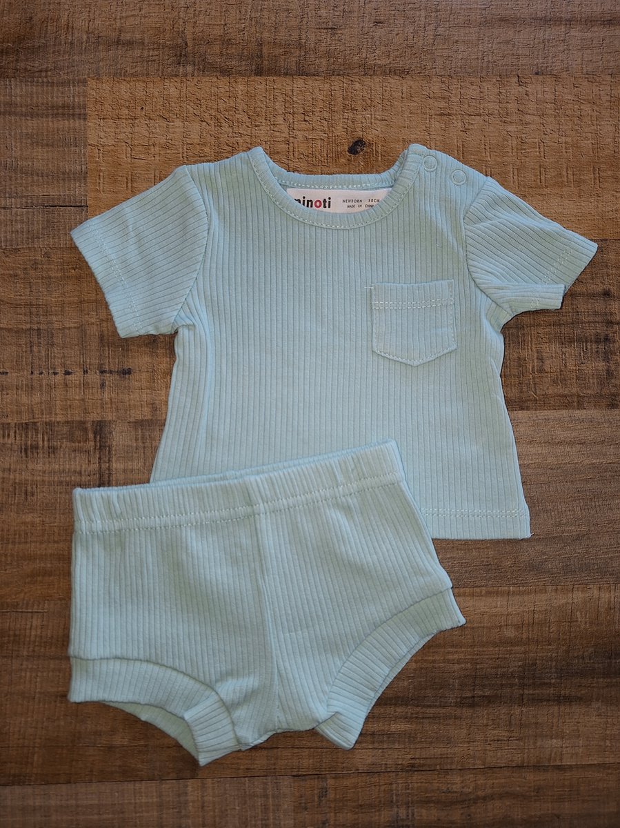 Minoti - rib setje - mint - summer set - maat 56/62