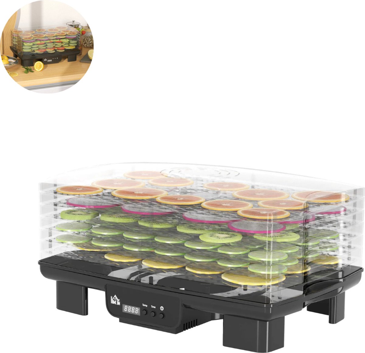 Voedseldroger – Voor Het Perfect Drogen van Fruit - Groenten Drogen - 40-70℃ - 43 x 29,5 x 28 cm - Zwart
